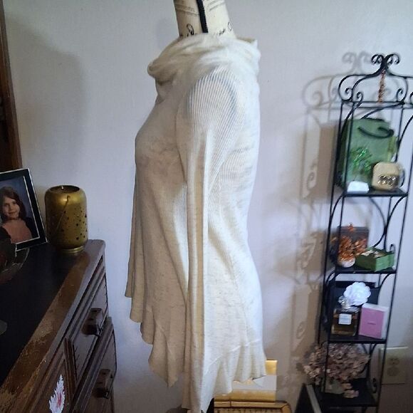 Anthropologie Sleeping On Snow Cream Women's Cowlneck Light Sweater Top S/P - Picture 6 of 13